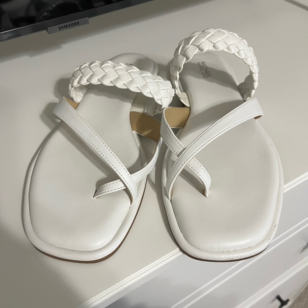 Michael Kors White Braided Sandals